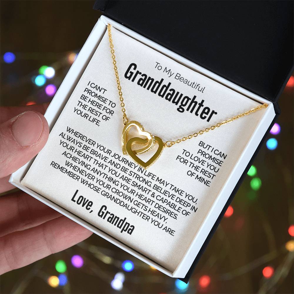 Personalized Interlocking Heart Necklace for Granddaughter - Be Brave and Be Strong