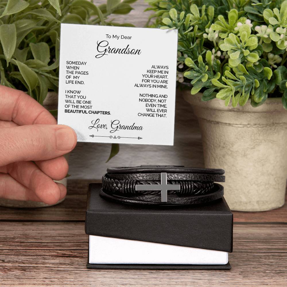 Personalized Cross Bracelet for Grandson - Beautiful Chapters