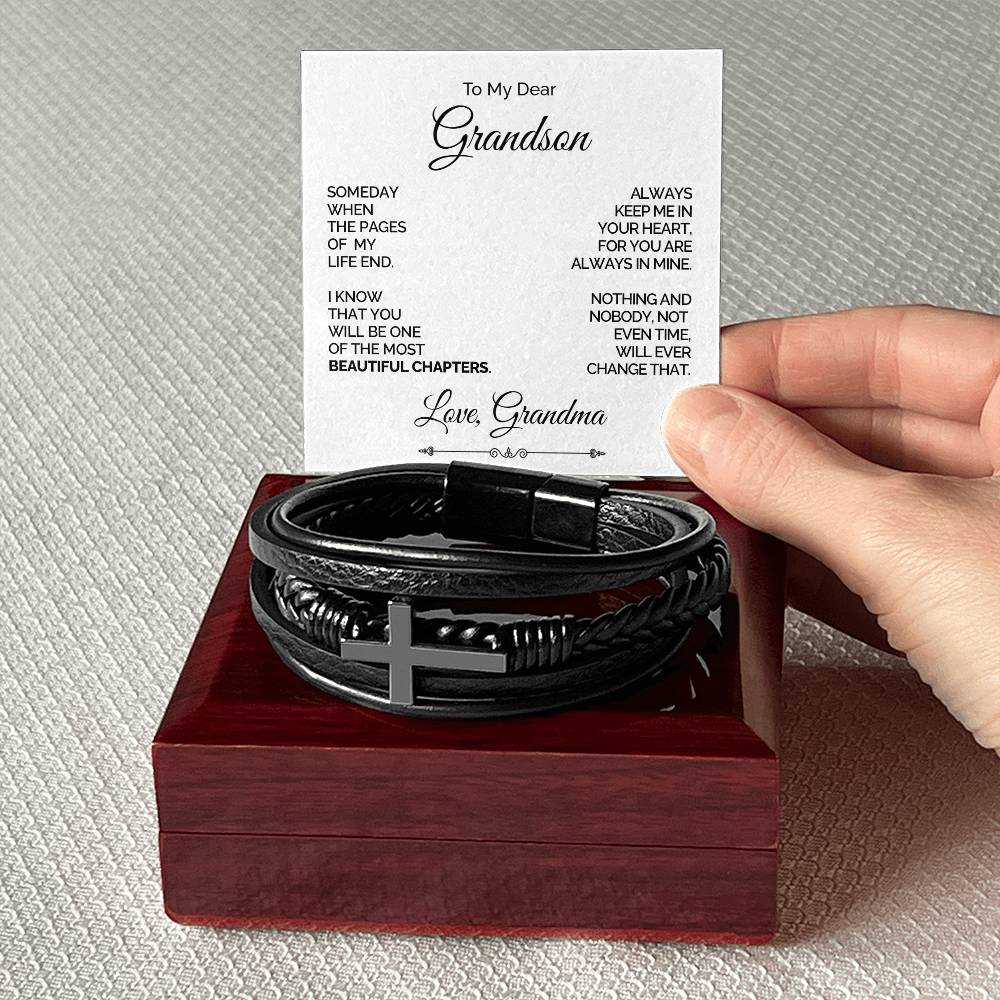 Personalized Cross Bracelet for Grandson - Beautiful Chapters