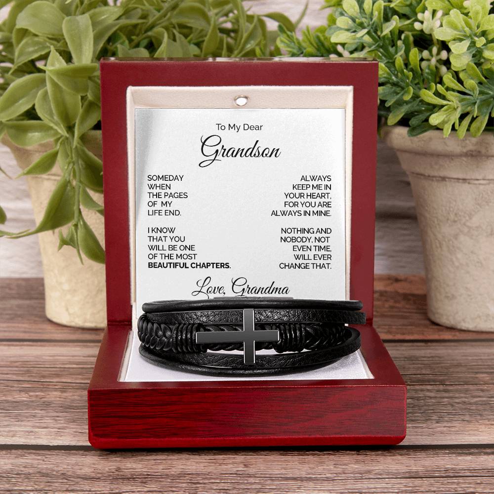 Personalized Cross Bracelet for Grandson - Beautiful Chapters