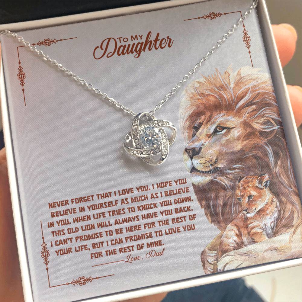 Love Knot Necklace for Daughter - Love, Dad - Lions