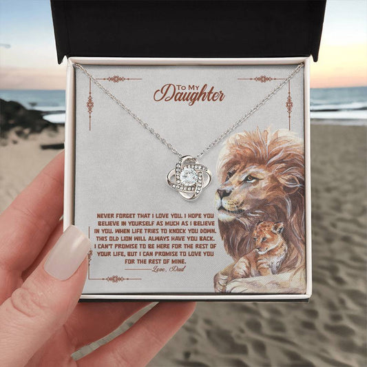 Love Knot Necklace for Daughter - Love, Dad - Lions