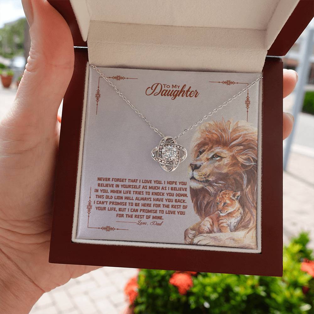Love Knot Necklace for Daughter - Love, Dad - Lions
