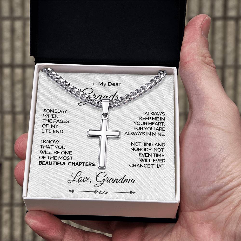Personalized Cross Necklace for Grandson - Beautiful Chapters
