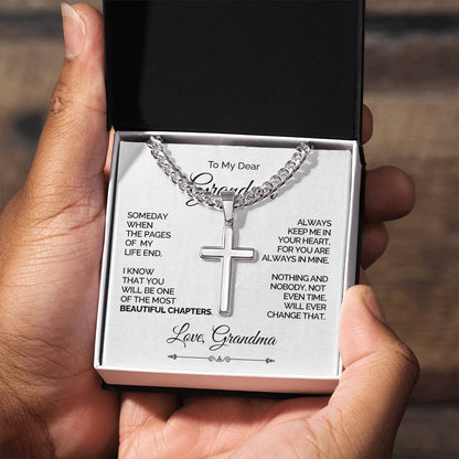 Personalized Cross Necklace for Grandson - Beautiful Chapters