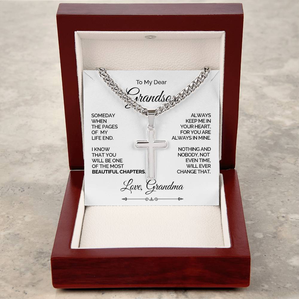 Personalized Cross Necklace for Grandson - Beautiful Chapters
