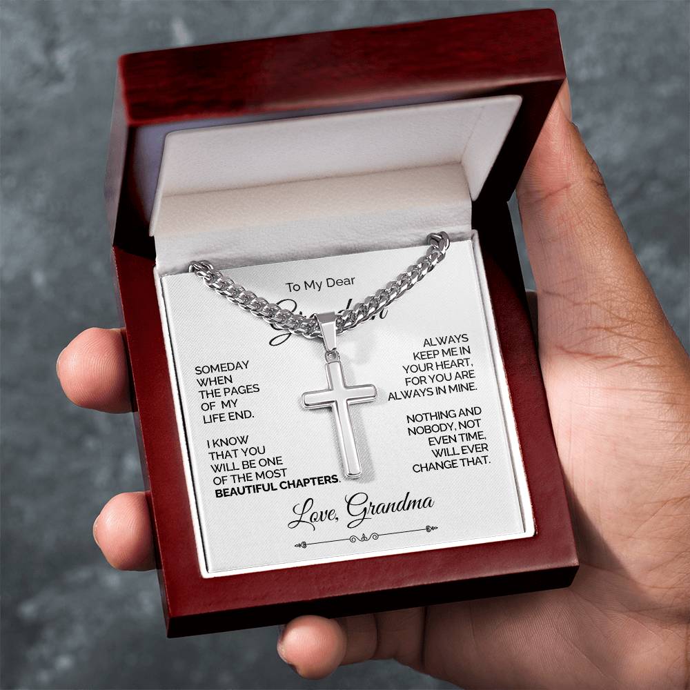 Personalized Cross Necklace for Grandson - Beautiful Chapters