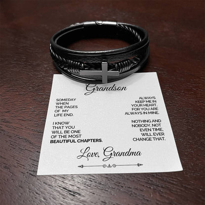 Personalized Cross Bracelet for Grandson - Beautiful Chapters