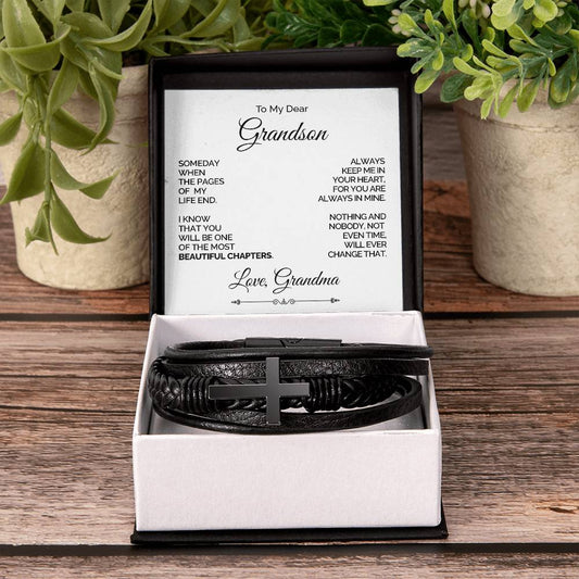 Personalized Cross Bracelet for Grandson - Beautiful Chapters